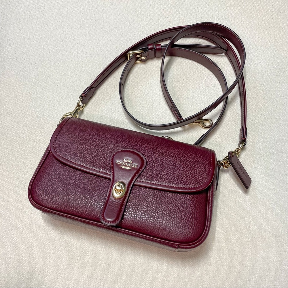 Coach Hadley Turnlock Shoulder Bag in Dark Wine